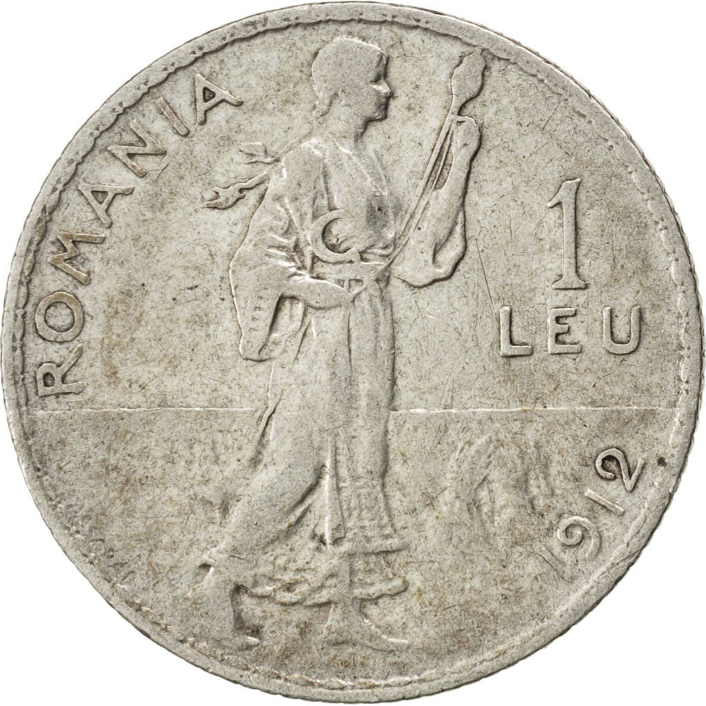 ROMANIA, Leu, 1912, KM #42, EF(40-45), Silver, 23, 4.97