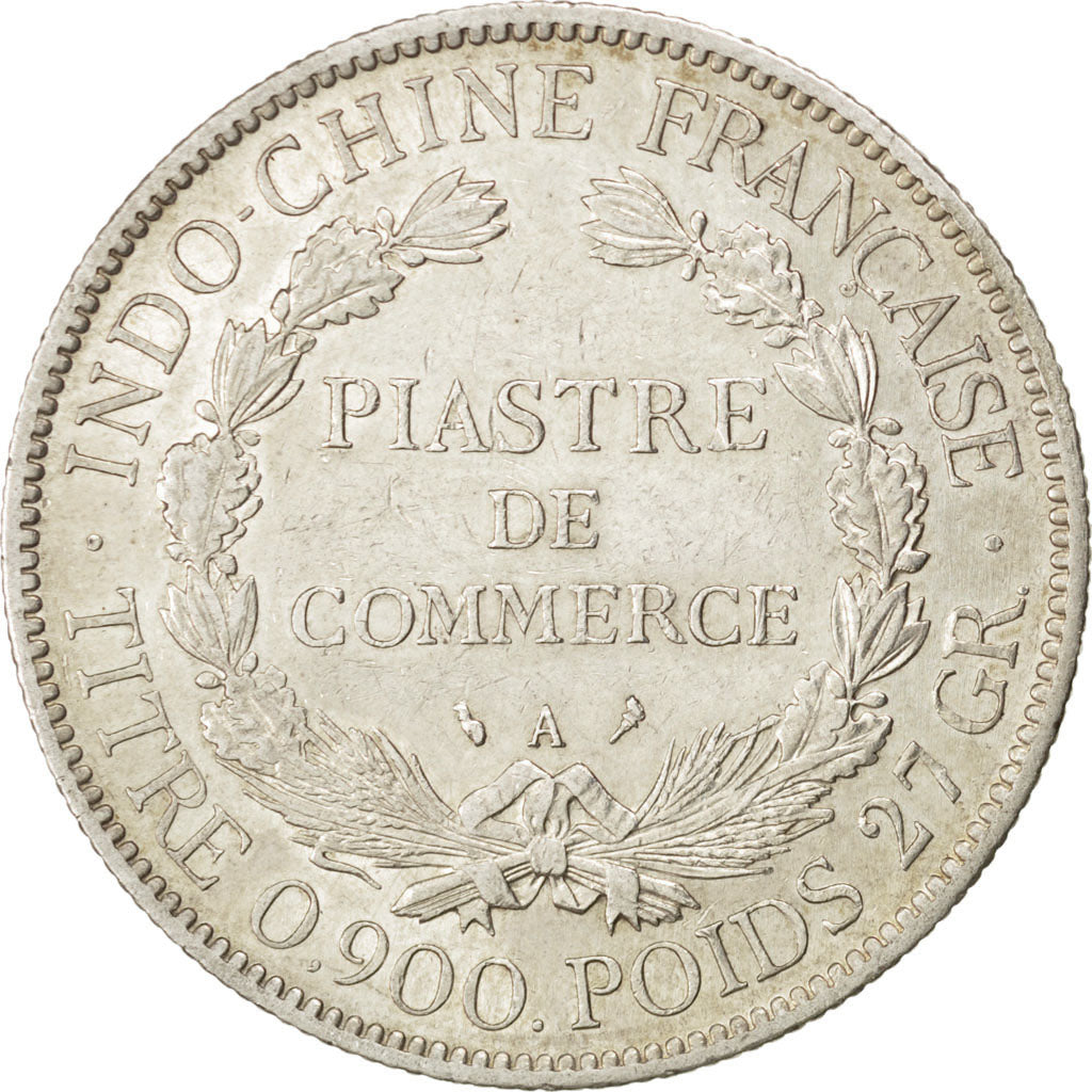 FRENCH INDO-CHINA, Piastre, 1906, Paris, KM #5a.1, EF(40-45), Silver, 26.96