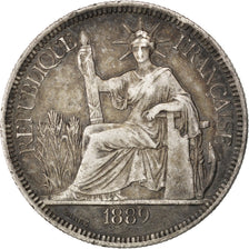 FRENCH INDO-CHINA, Piastre, 1889, Paris, KM #5, VF(30-35), Silver, 27.04