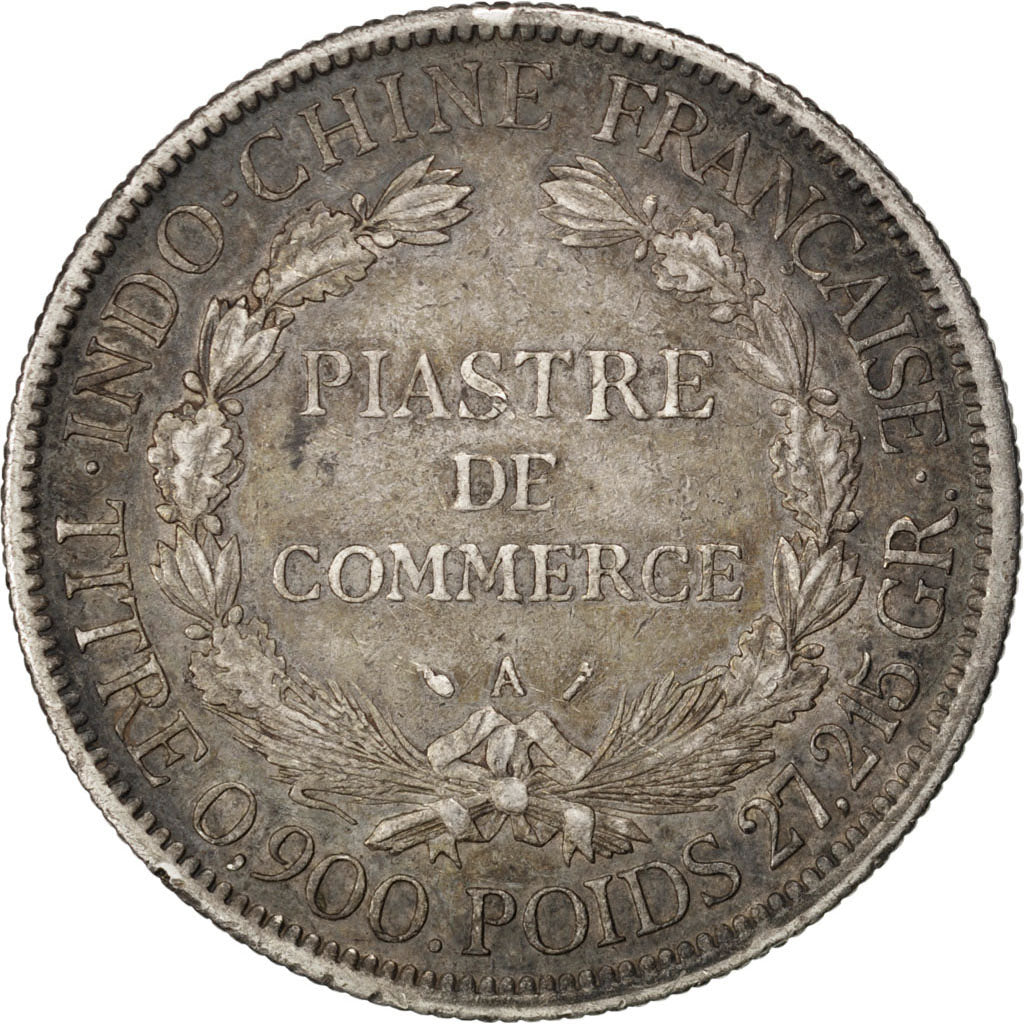 FRENCH INDO-CHINA, Piastre, 1889, Paris, KM #5, VF(30-35), Silver, 27.04
