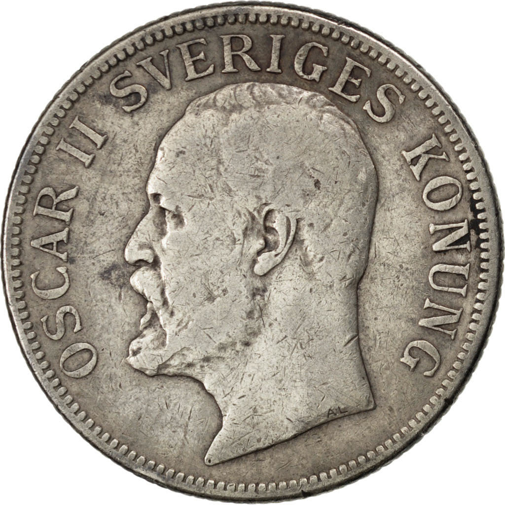SWEDEN, 2 Kronor, 1907, KM #773, VF(30-35), Silver, 31, 14.87