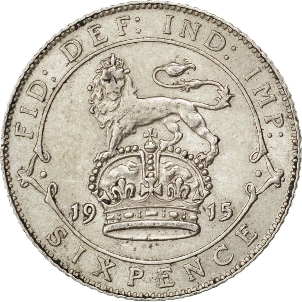 Great Britain, 6 Pence, 1915, KM #815, AU(55-58), Silver, 19.5, 2.84