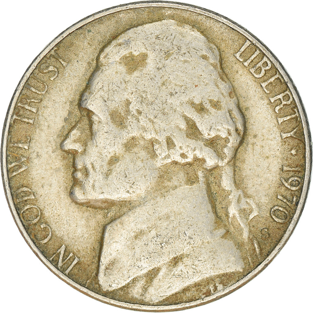 Monnaie, États-Unis, Jefferson Nickel, 5 Cents, 1970, U.S. Mint, San Francisco