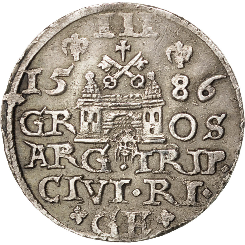 Poland, 3 Gros, 1586, EF(40-45), Silver, 2.15