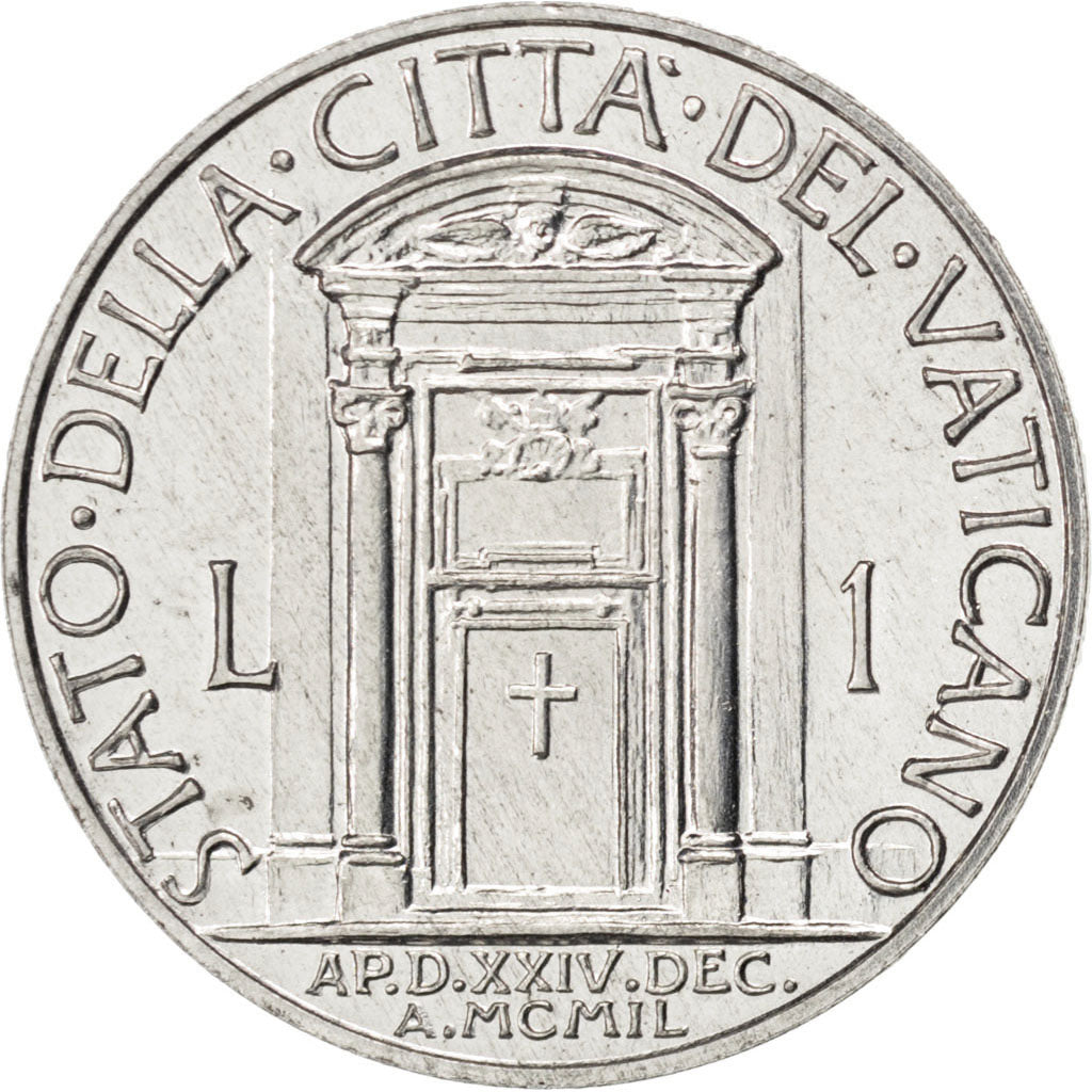VATICAN CITY, Lira, 1950, KM #44, AU(55-58), Aluminum, 21.5, 1.27