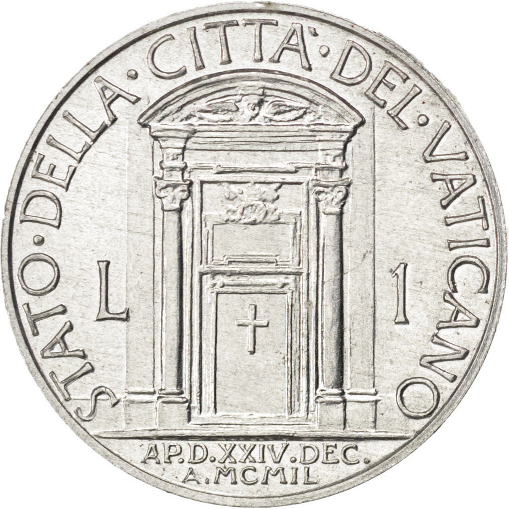 VATICAN CITY, Lira, 1950, KM #44, AU(55-58), Aluminum, 21.5, 1.26