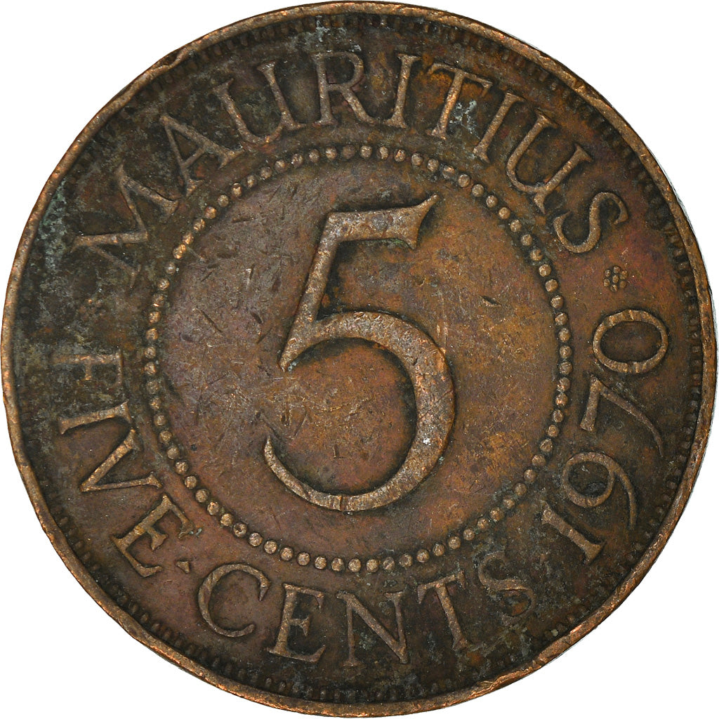 Coin, Mauritius, Elizabeth II, 5 Cents, 1970, VF(30-35), Bronze, KM:34