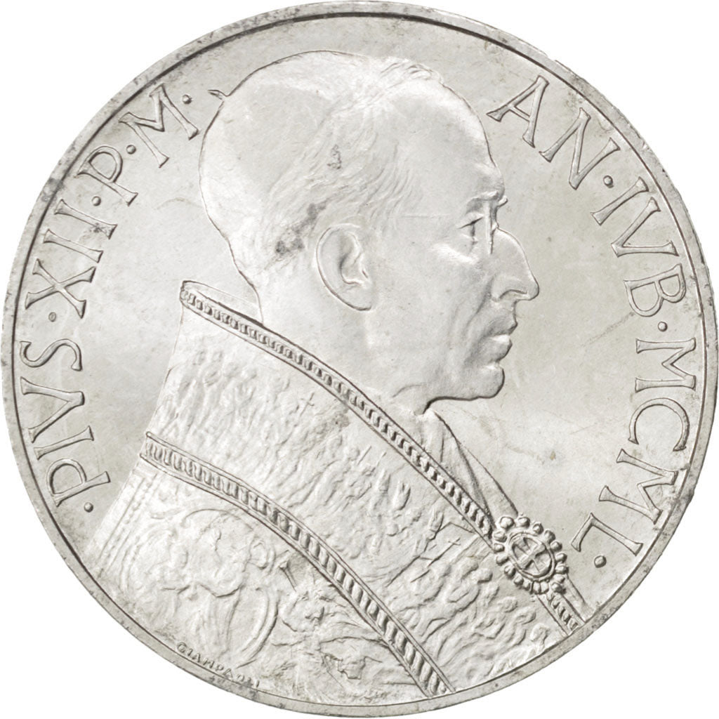 Vatican, Pie XII, 10 Lire 1950, KM 47