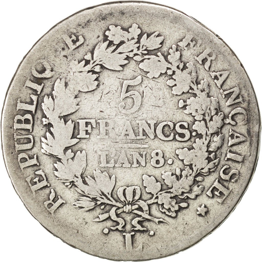 FRANCE, Union et Force, 5 Francs, 1800, Bayonne, KM #639.6, F(12-15), Silver,...