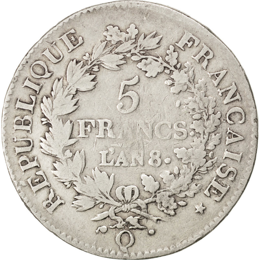 Francia, Union et Force, 5 Francs, 1800, Perpignan, MB, Argento, KM:639.8, Ga...