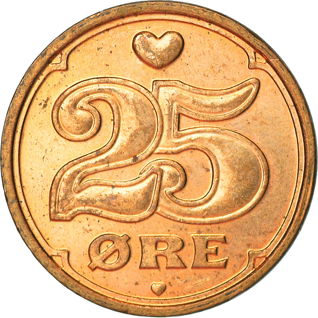 Münze, Dänemark, Margrethe II, 25 Öre, 2007, Brondby, SS, Bronze, KM:868.2