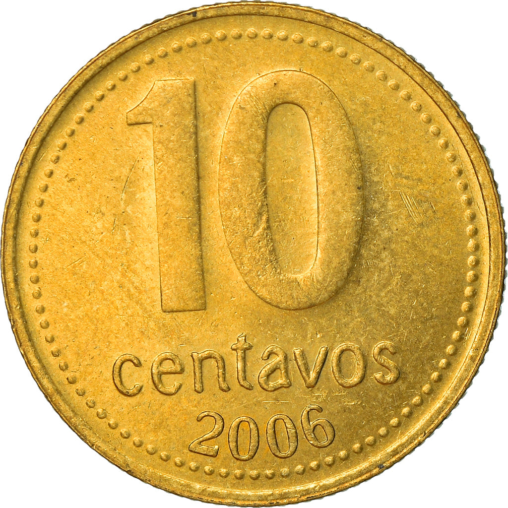 Coin, Argentina, 10 Centavos, 2006, EF(40-45), Brass plated steel, KM:107a