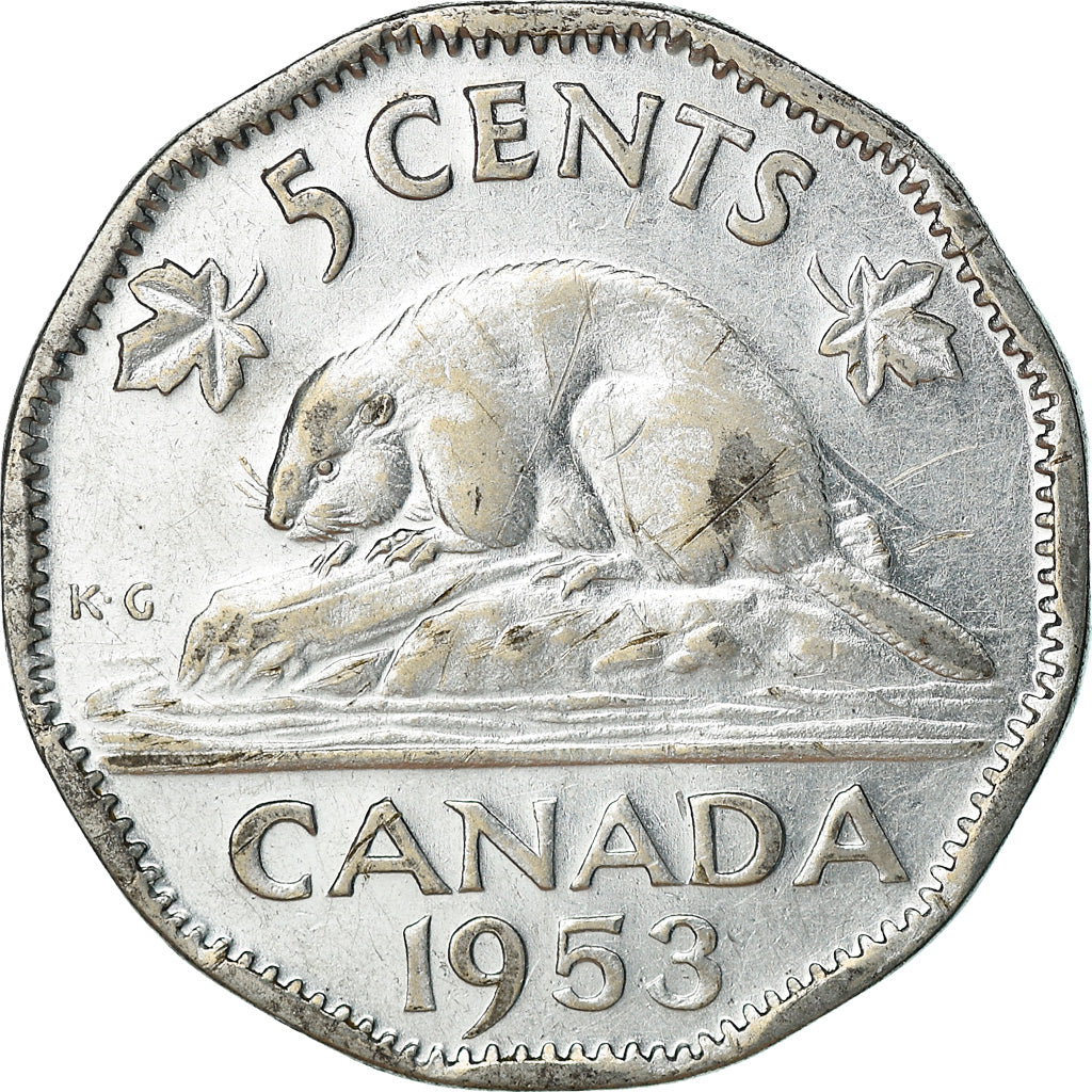 Coin, Canada, Elizabeth II, 5 Cents, 1953, Royal Canadian Mint, Ottawa