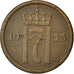 Moneta, Norvegia, Haakon VII, Ore, 1953, BB, Bronzo, KM:398