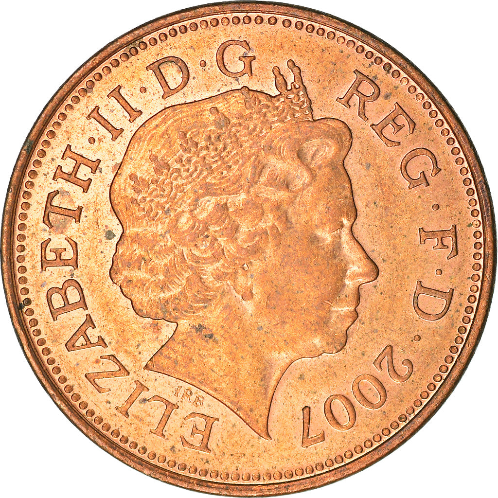 Coin, Great Britain, Elizabeth II, 2 Pence, 2007, EF(40-45), Copper Plated