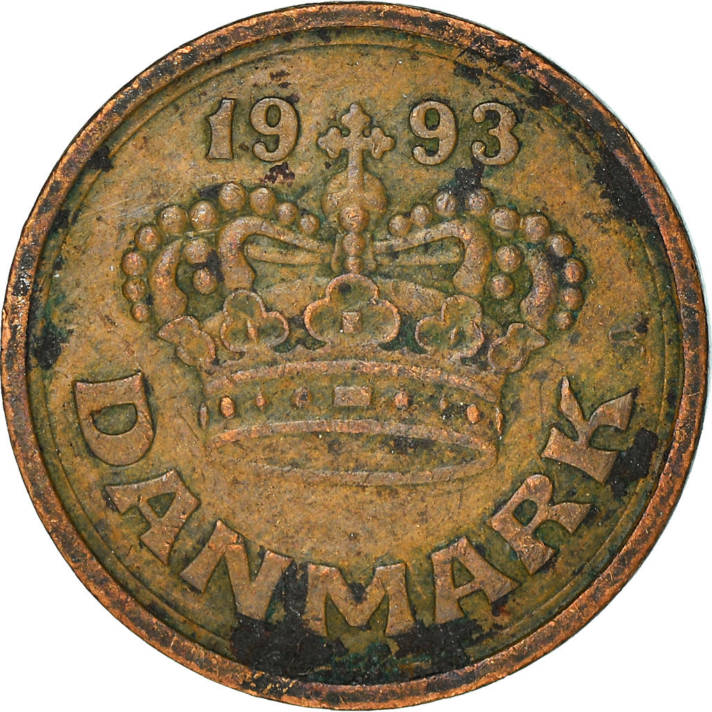 Coin, Denmark, Margrethe II, 25 Öre, 1993, EF(40-45), Bronze, KM:868.1