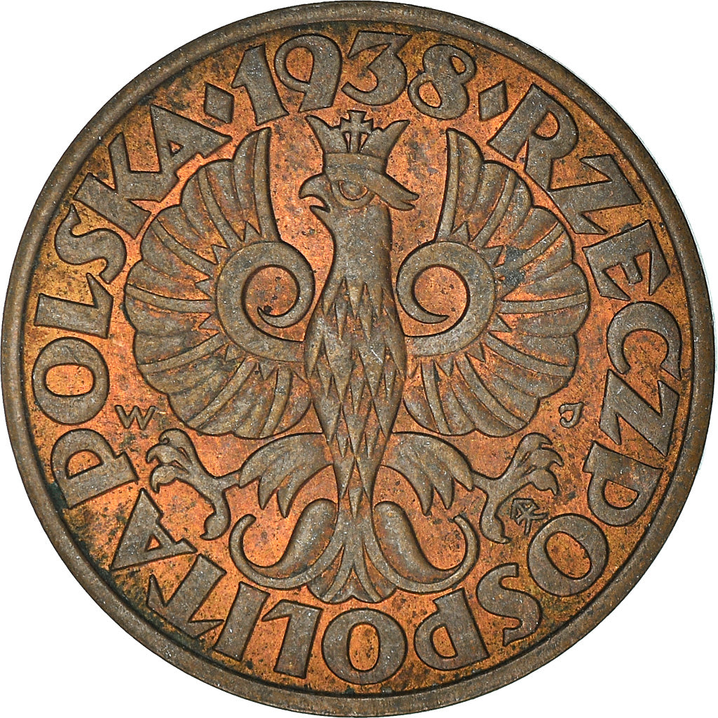 Münze, Polen, 5 Groszy, 1938, Warsaw, SS, Bronze, KM:10a