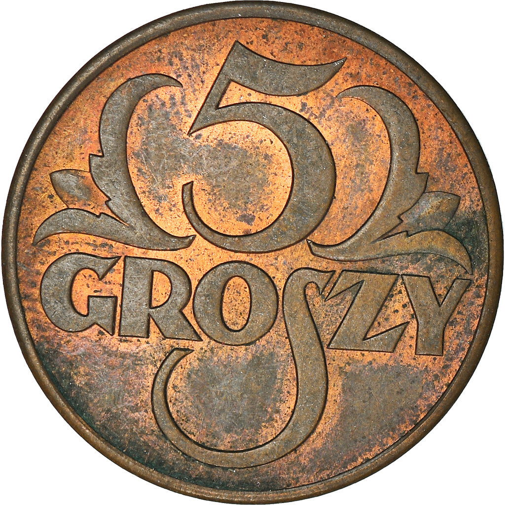 Münze, Polen, 5 Groszy, 1938, Warsaw, SS, Bronze, KM:10a