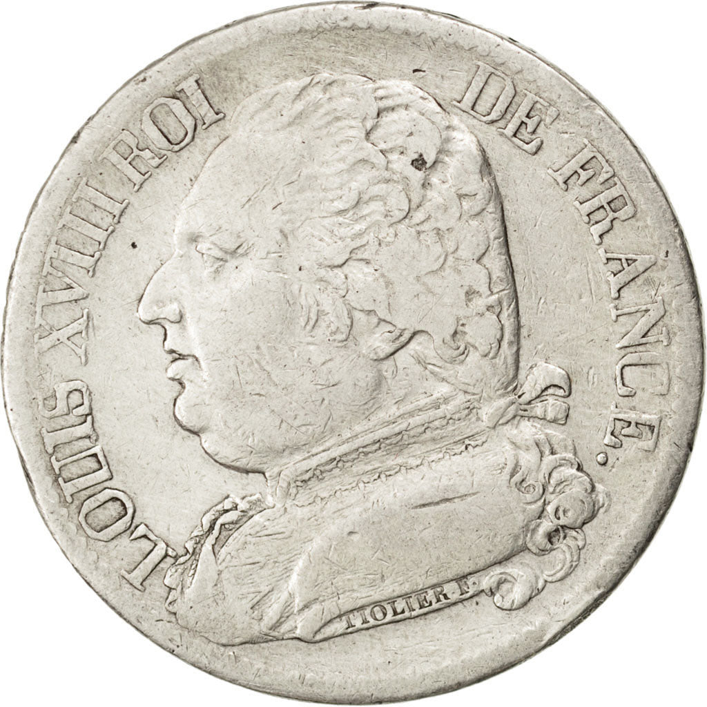 FRANCE, Louis XVIII, 5 Francs, 1814, Bayonne, KM #702.8, VF(30-35), Silver,...