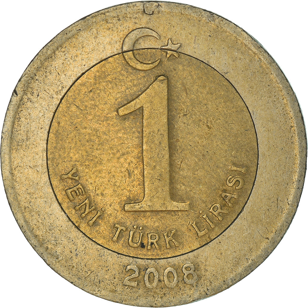 Coin, Turkey, New Lira, 2008, Istanbul, EF(40-45), Bi-Metallic, KM:1169