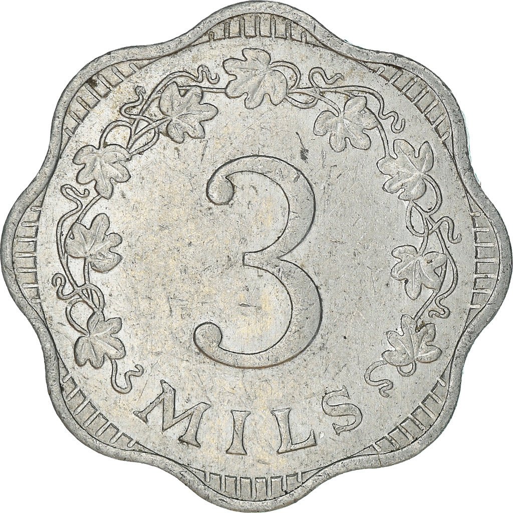 Coin, Malta, 3 Mils, 1972, British Royal Mint, EF(40-45), Aluminum, KM:6