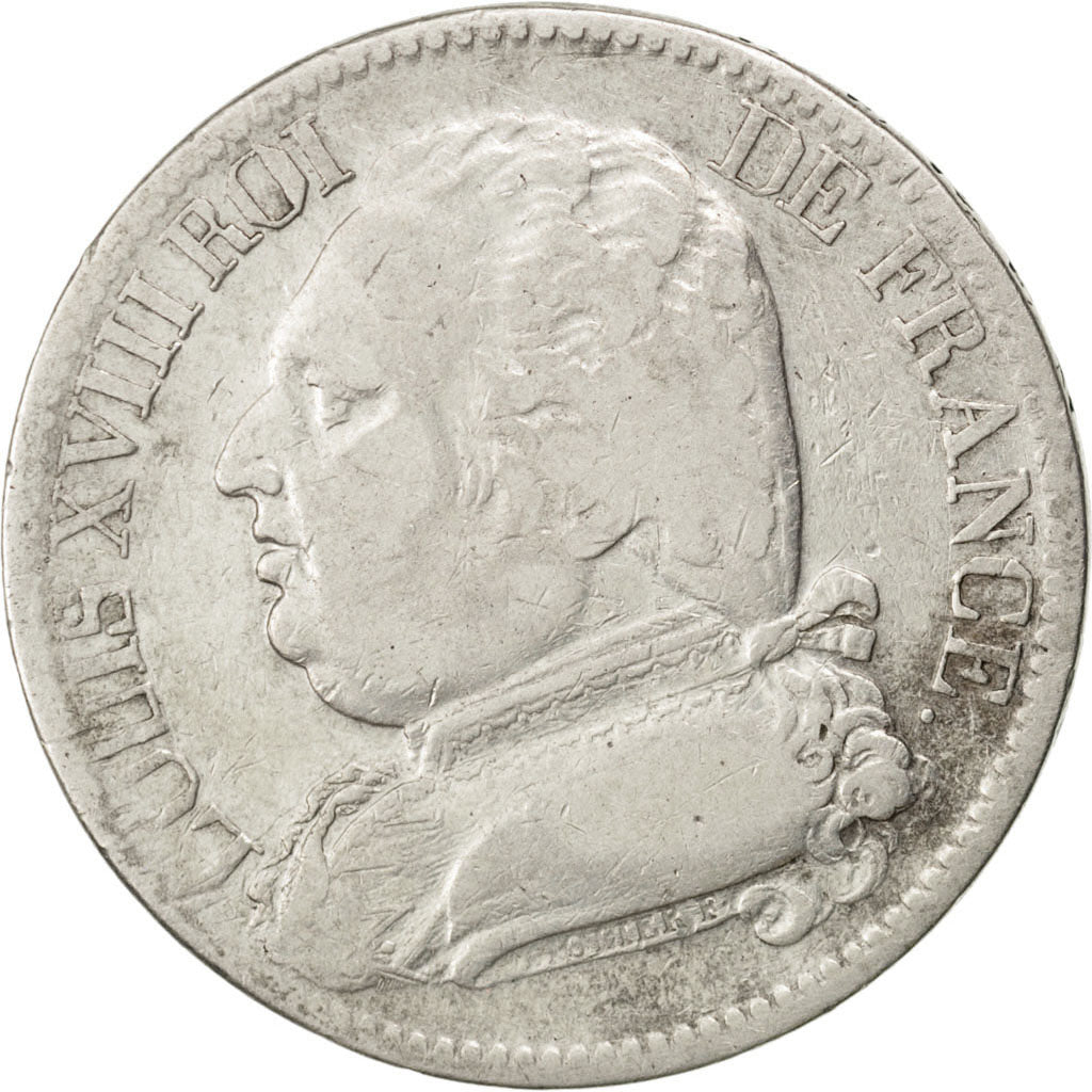FRANCE, Louis XVIII, 5 Francs, 1815, Limoges, KM #702.6, VF(20-25), Silver,...