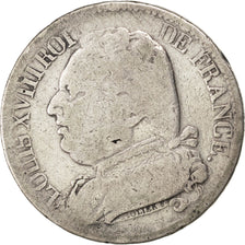 FRANCE, Louis XVIII, 5 Francs, 1815, Bayonne, KM #702.8, F(12-15), Silver,...
