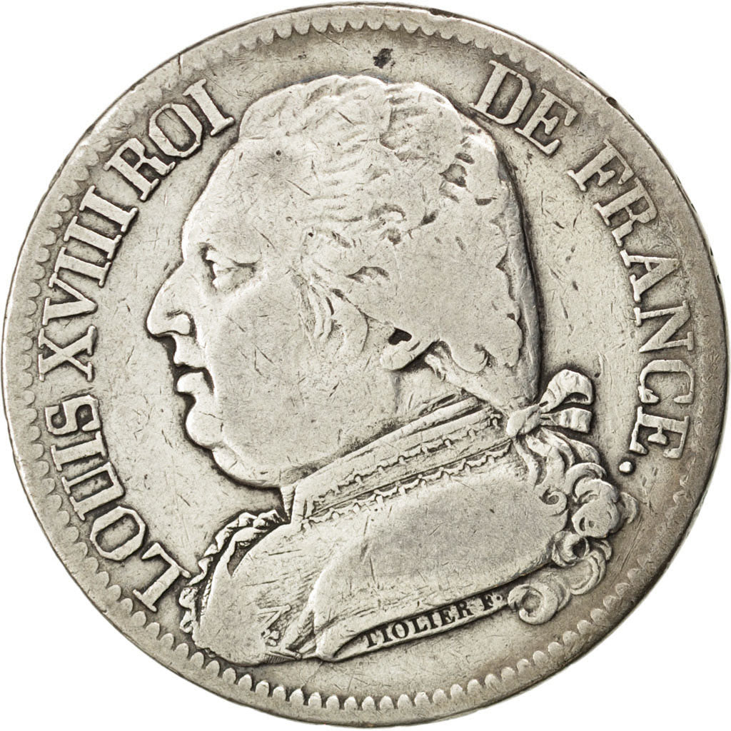 FRANCE, Louis XVIII, 5 Francs, 1815, Toulouse, KM #702.9, VF(30-35), Silver,...