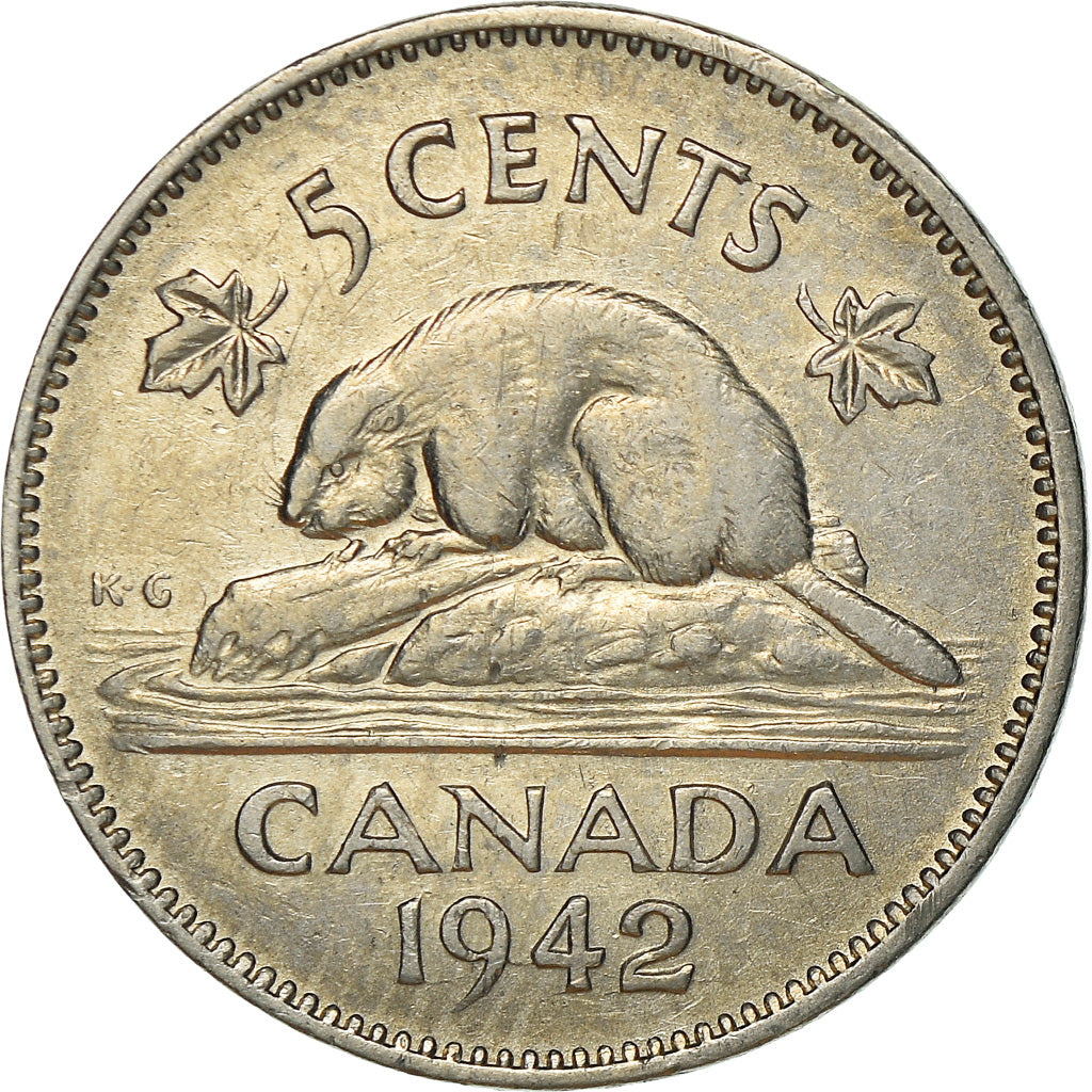 Monnaie, Canada, George VI, 5 Cents, 1942, Royal Canadian Mint, Ottawa, TTB