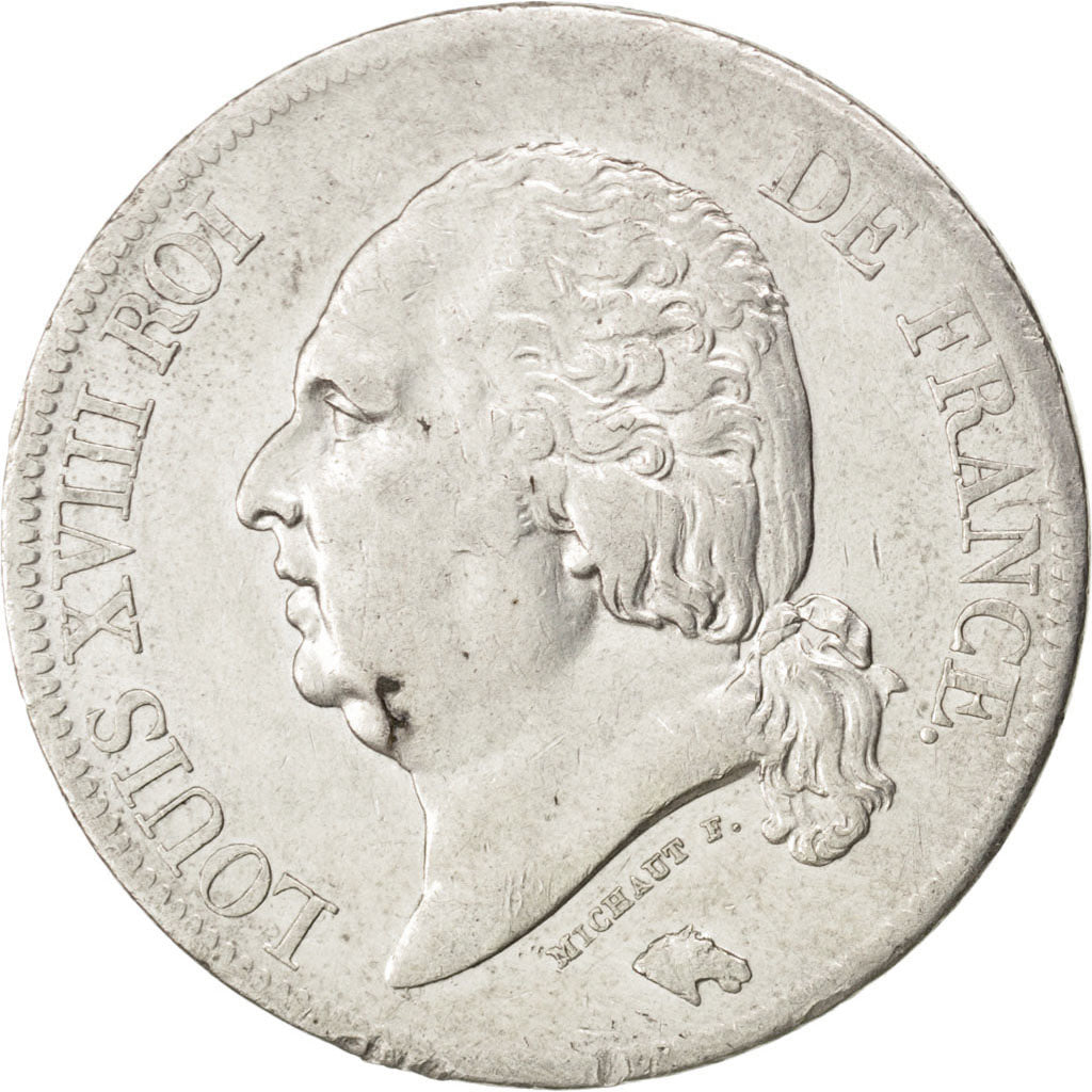 FRANCE, Louis XVIII, 5 Francs, 1821, Paris, KM #711.1, EF(40-45), Silver,...