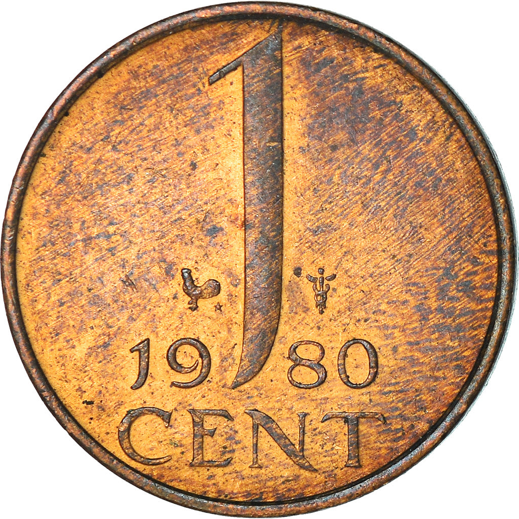 Coin, Netherlands, Juliana, Cent, 1980, EF(40-45), Bronze, KM:180