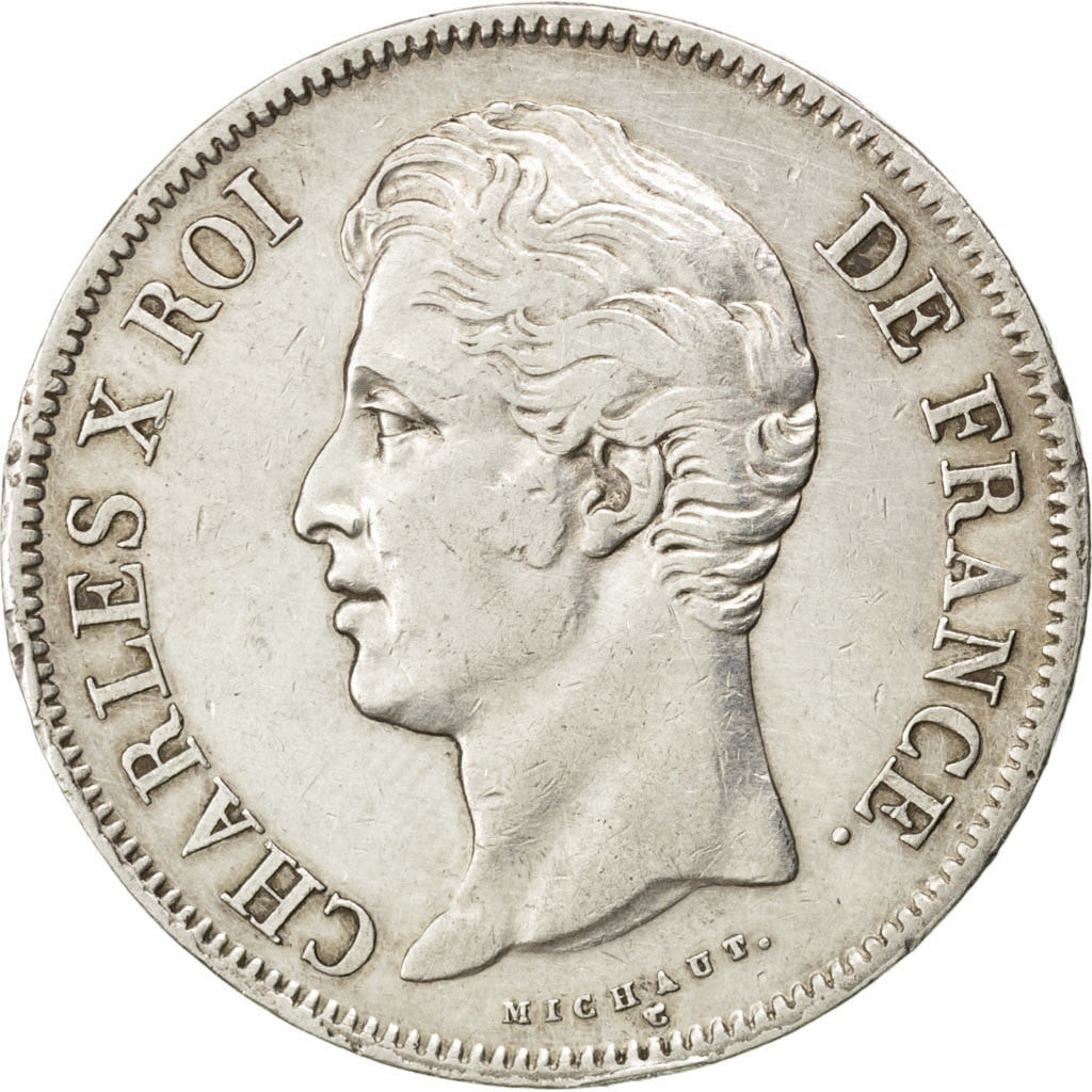 Coin, France, Charles X, 5 Francs, 1830, Rouen, EF(40-45), Silver, KM:728.2