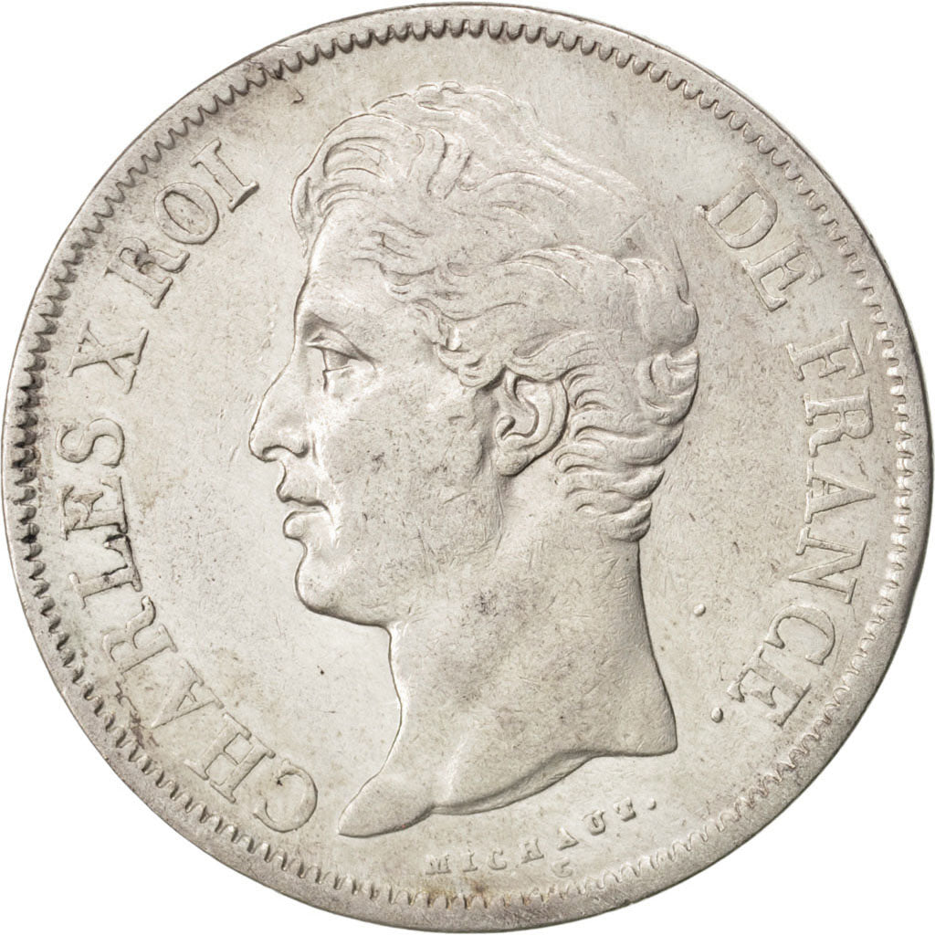 Francia, Charles X, 5 Francs, 1828, Paris, MB+, Argento, KM:728.1, Gadoury:644