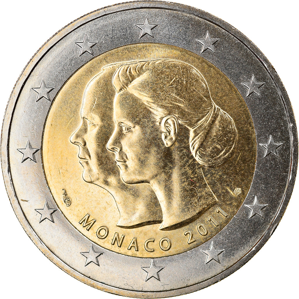 Monaco, 2 Euro, Mariage Princier, 2011, Paris, MS(63), Bi-Metallic