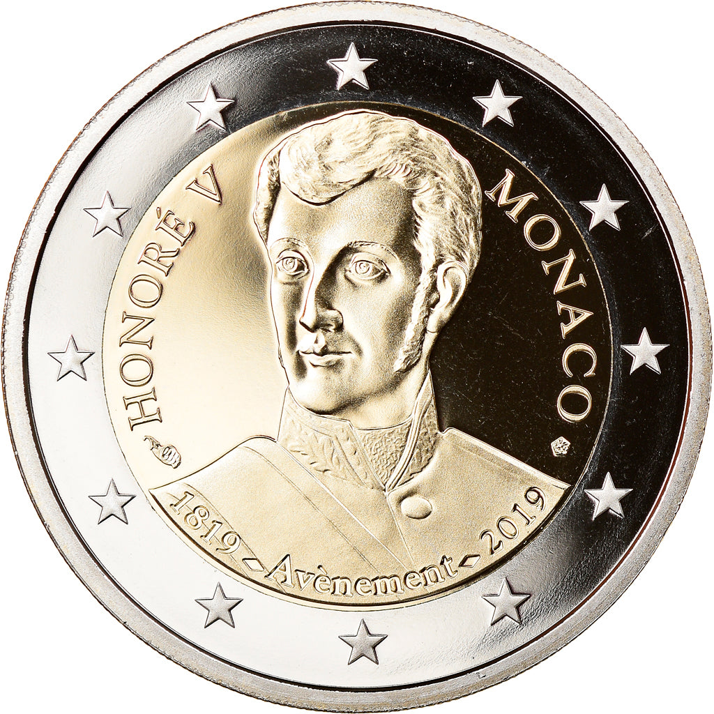 Monaco, 2 Euro, HONORE V, 2019, BE, FDC, Bi-Metallic, Gadoury:MC 212, KM:New