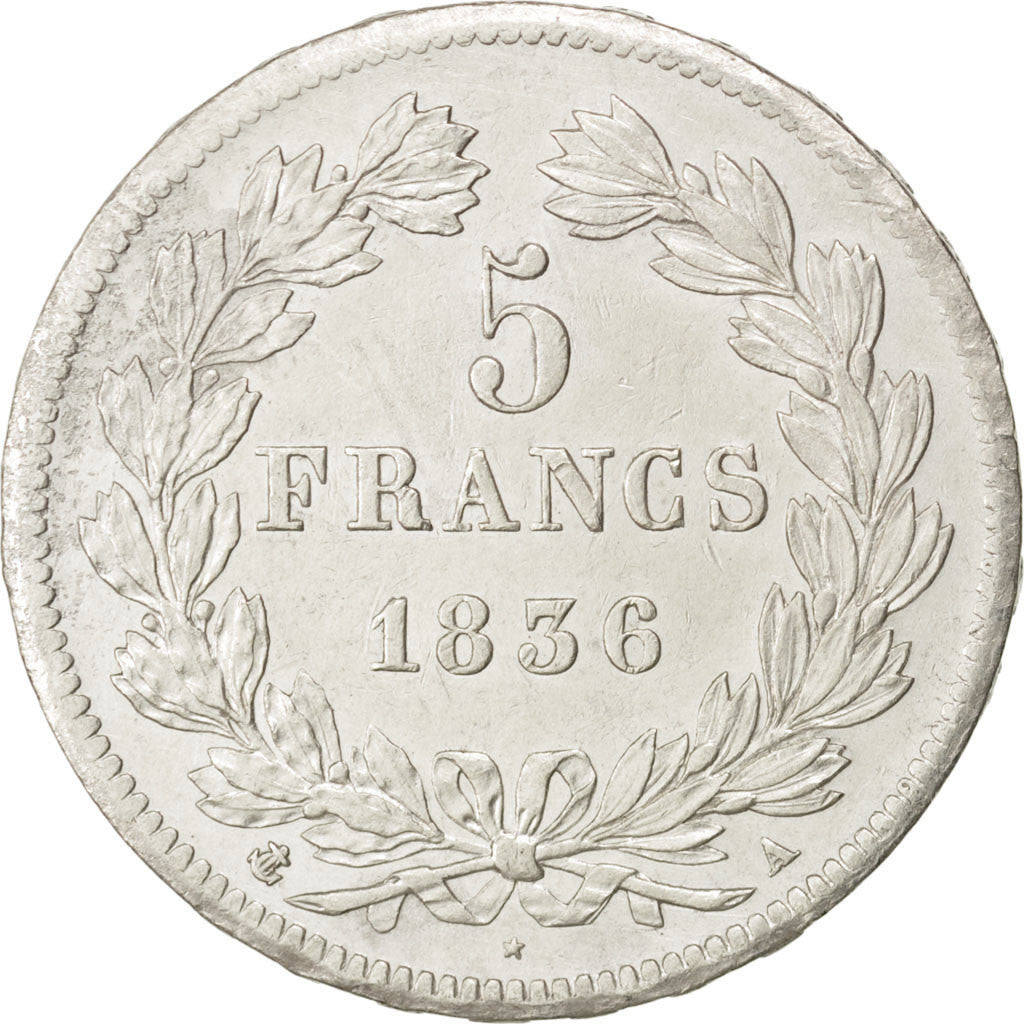 FRANCE, Louis-Philippe, 5 Francs, 1836, Paris, KM #749.1, AU(50-53), Silver,...