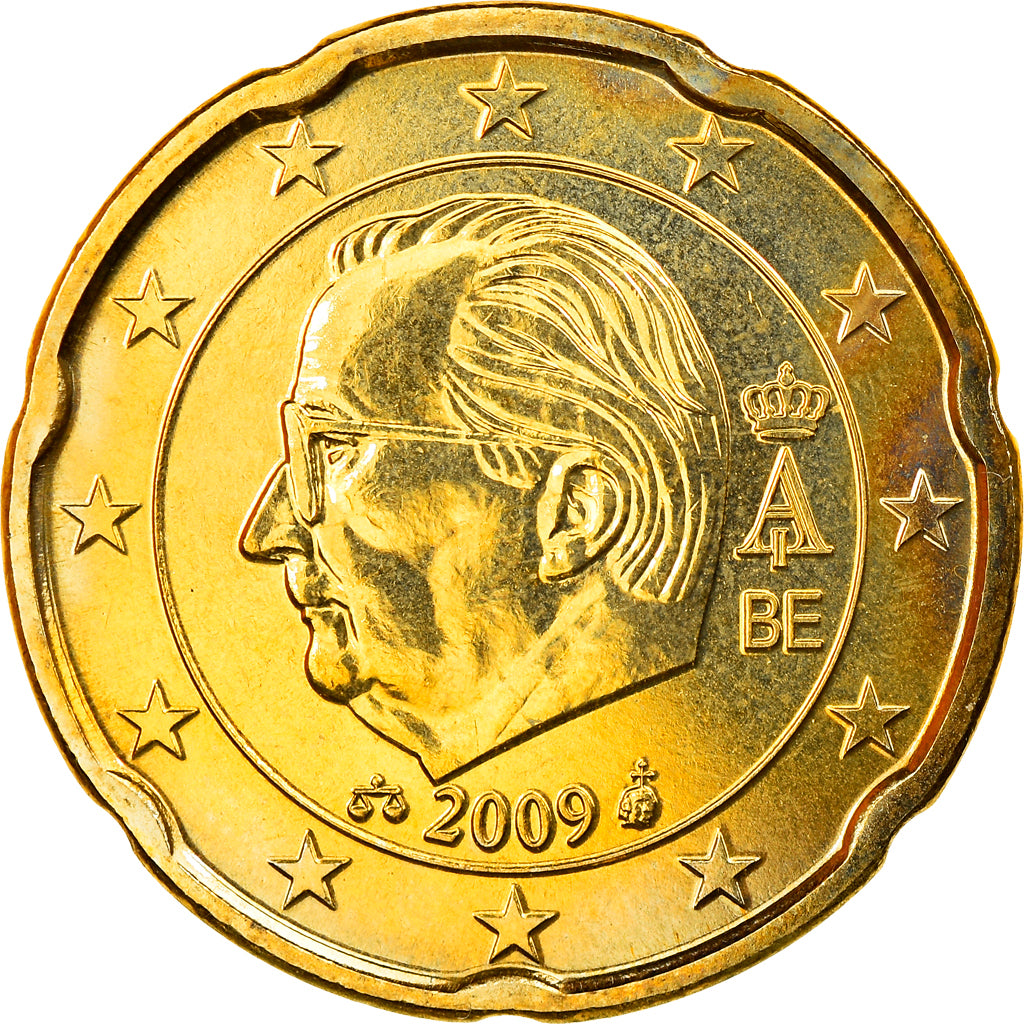 Belgium, 20 Euro Cent, 2009, Brussels, MS(63), Brass, KM:278