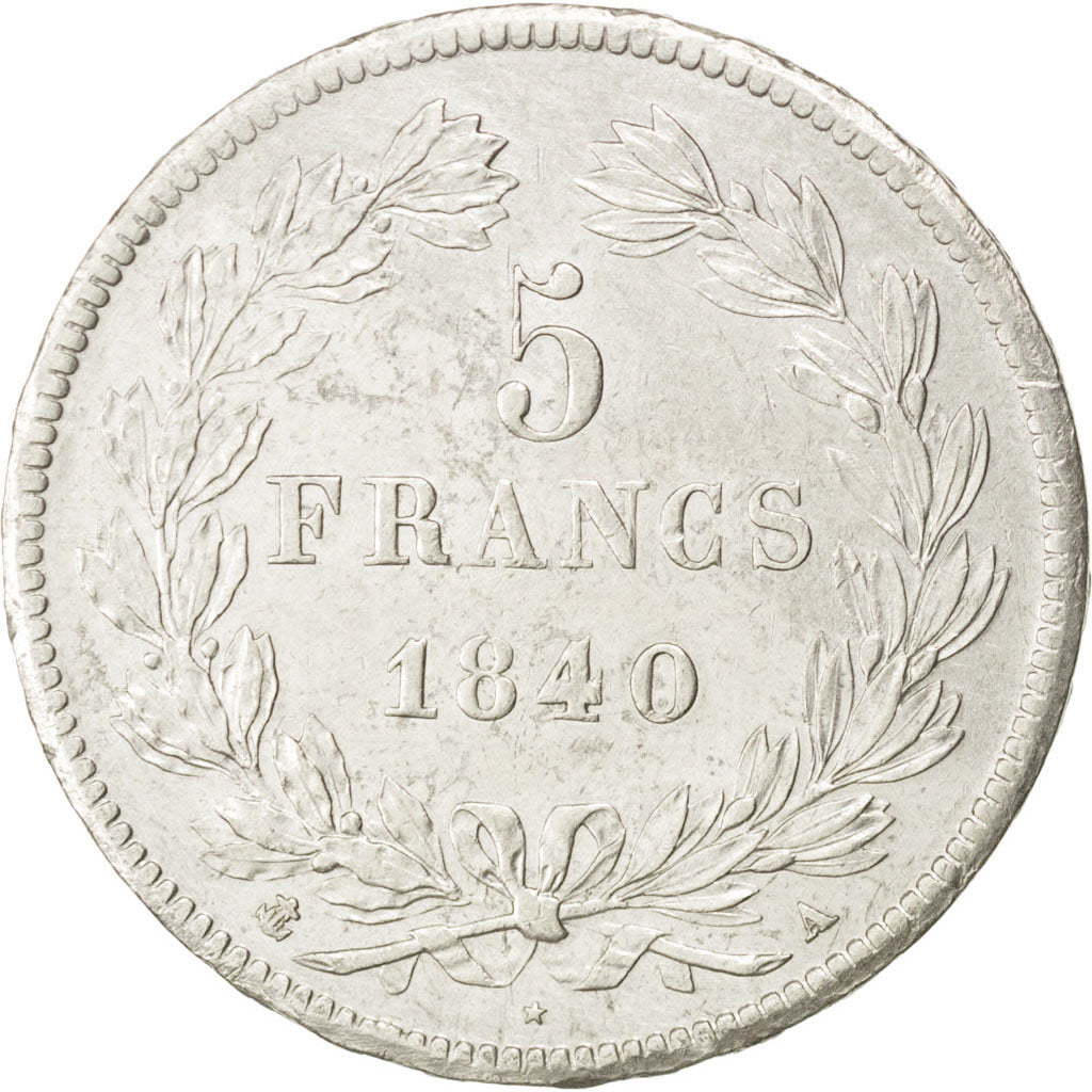FRANCE, Louis-Philippe, 5 Francs, 1840, Paris, KM #749.1, AU(50-53), Silver,...