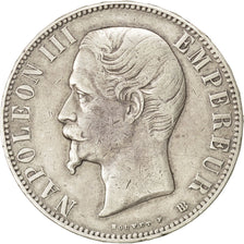 FRANCE, Napoléon III, 5 Francs, 1855, Strasbourg, KM #782.2, EF(40-45), Silver,