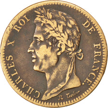 Moneda, COLONIAS FRANCESAS, Charles X, 10 Centimes, 1828, Paris, BC+, Bronce