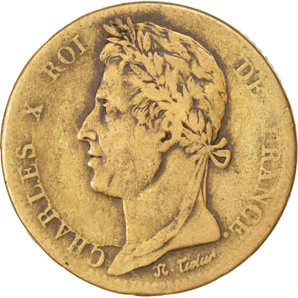 FRENCH COLONIES, 10 Centimes, 1827, La Rochelle, KM #11.2, VF(20-25), Bronze,...