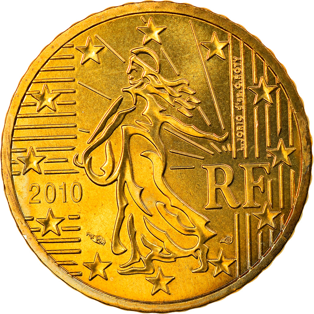 France, 50 Euro Cent, 2010, Paris, BU, MS(65-70), Brass, Gadoury:6a., KM:1412