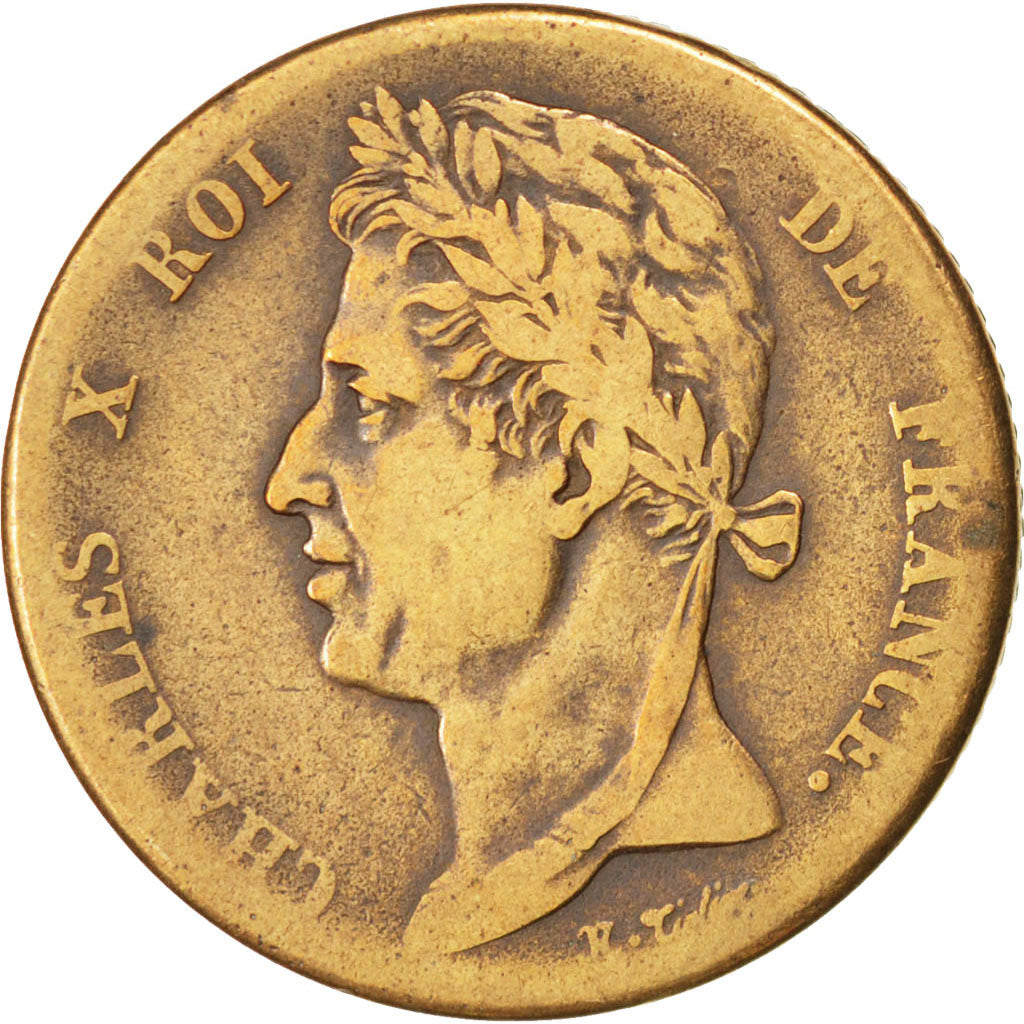 Colonie francesi, Charles X, 5 Centimes, 1830, Paris, MB, Bronzo, KM:10.1