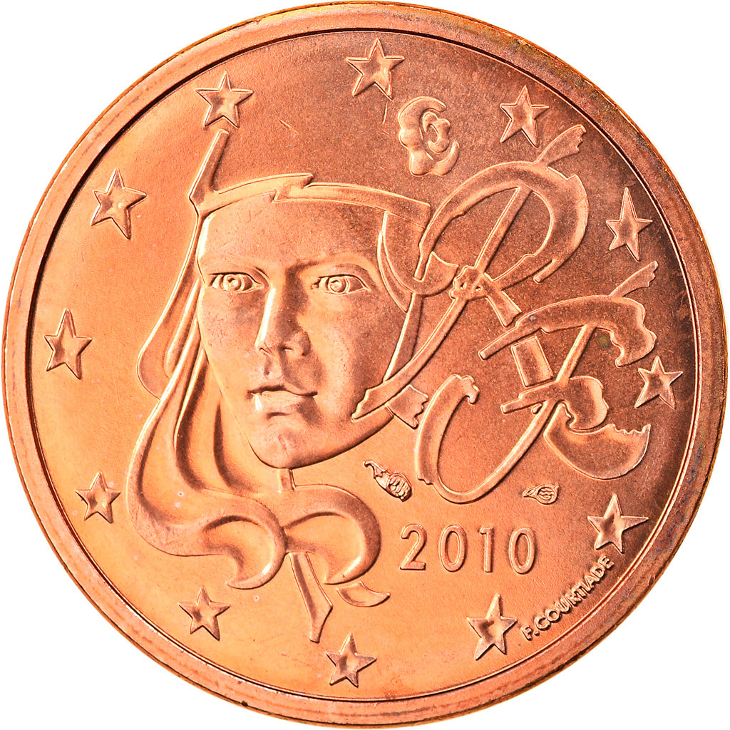 Francia, 5 Euro Cent, 2010, Paris, FDC, Cobre chapado en acero, Gadoury:3