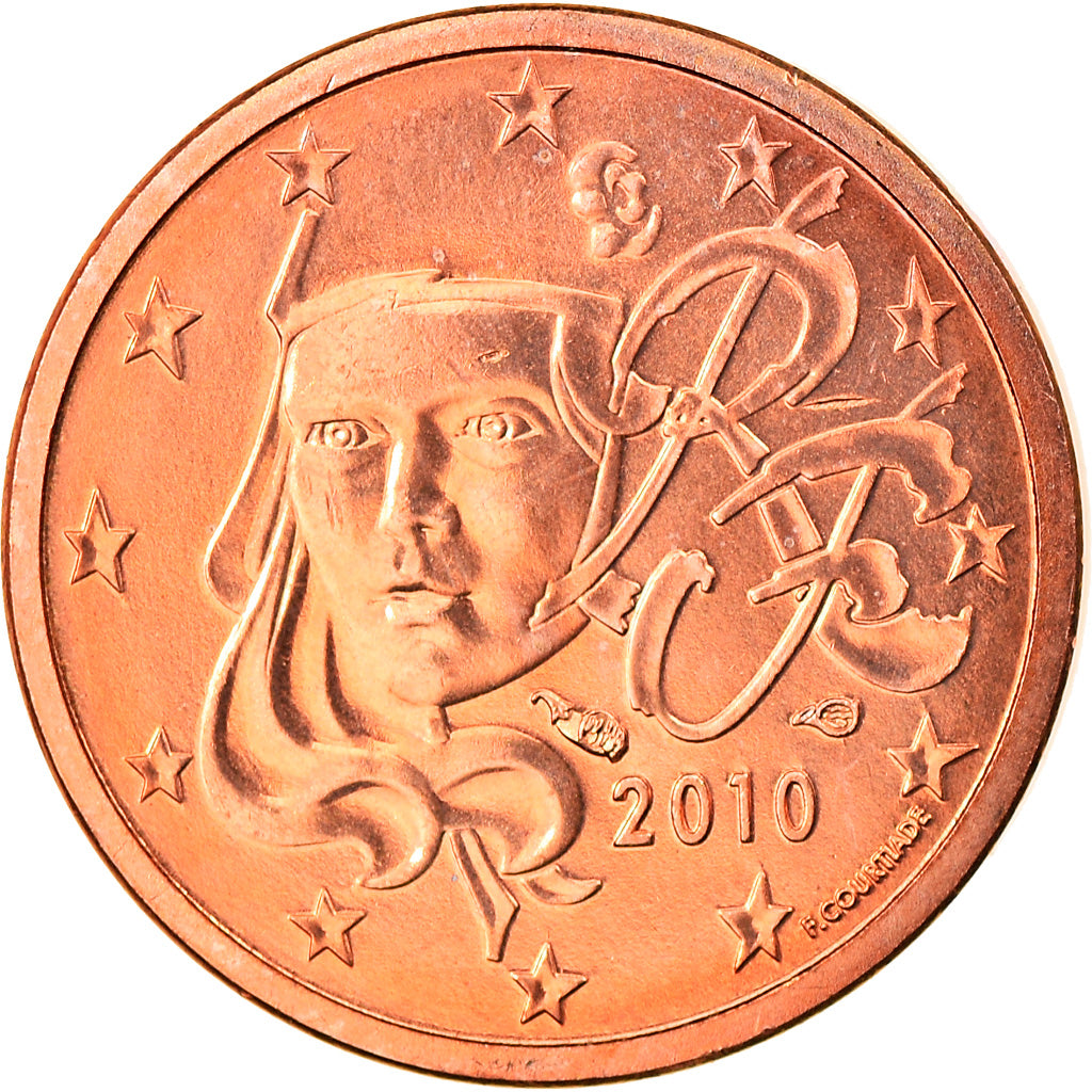 France, Euro Cent, 2010, Paris, MS(65-70), Copper Plated Steel, Gadoury:1