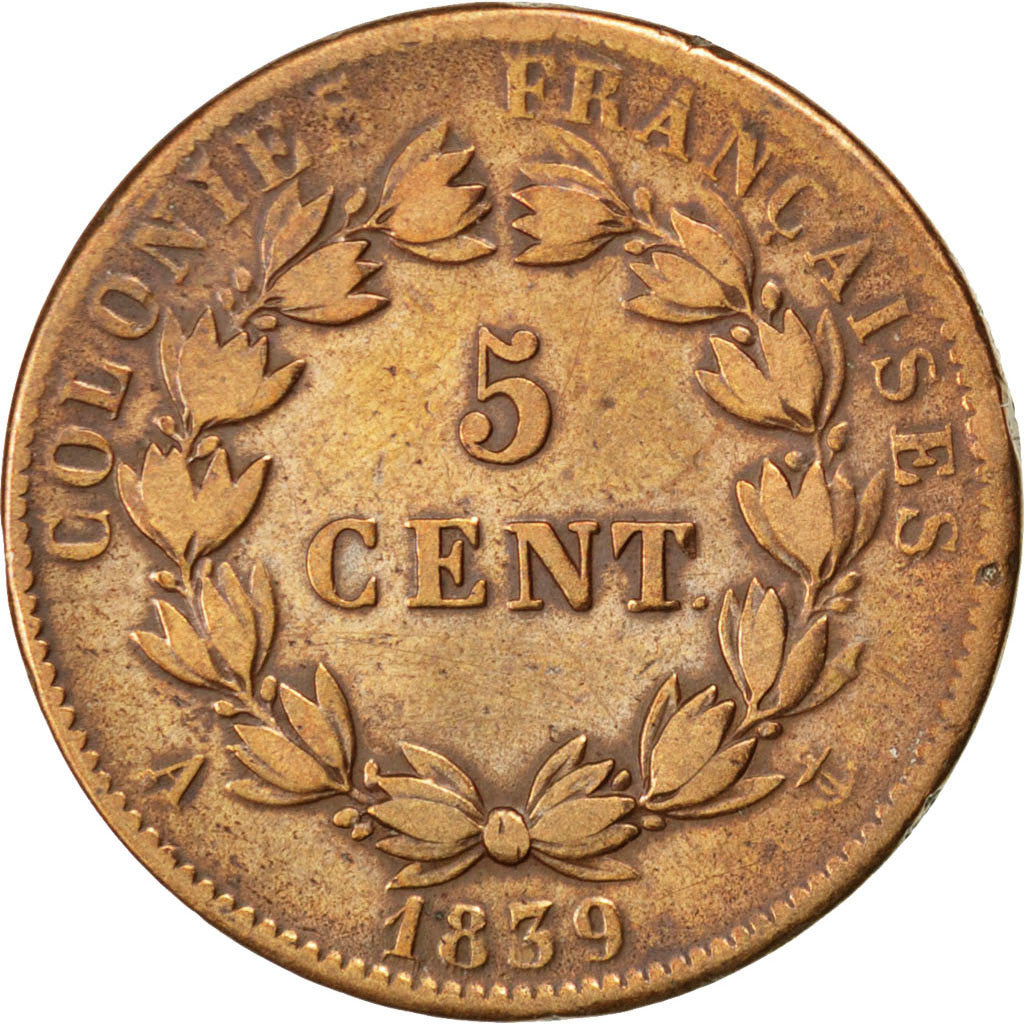 Coin, FRENCH COLONIES, Louis - Philippe, 5 Centimes, 1839, Paris, VF(20-25)