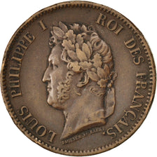 FRENCH COLONIES, 5 Centimes, 1844, Paris, KM #12, EF(40-45), Bronze, 10.57