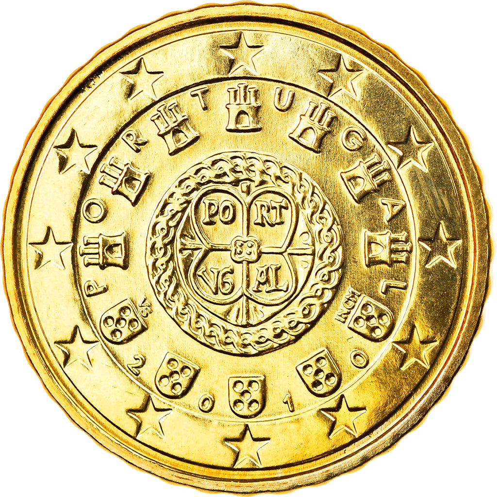 Portugal, 10 Euro Cent, 2010, Lisbon, MS(63), Brass, KM:763