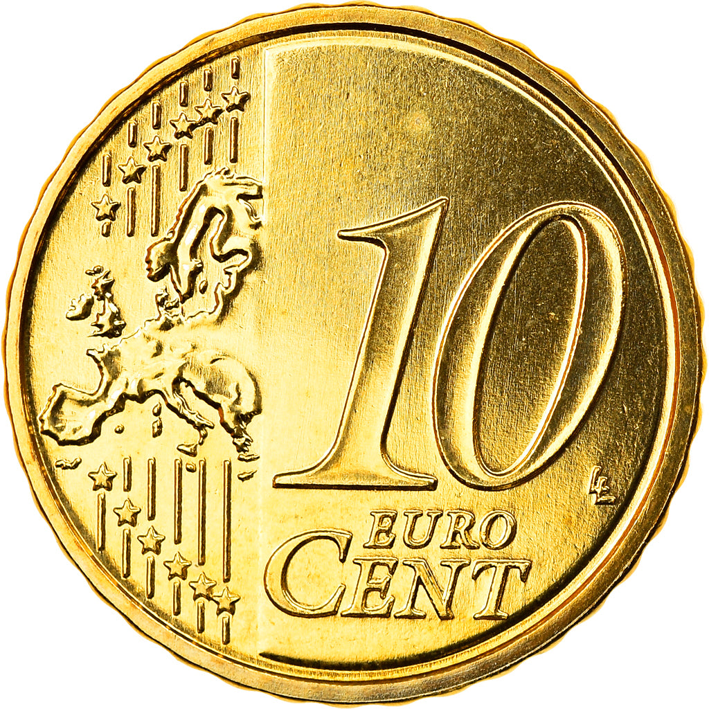 Portugal, 10 Euro Cent, 2010, Lisbon, MS(63), Brass, KM:763