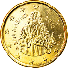 San Marino, 20 Euro Cent, 2010, Rome, MS(63), Brass, KM:483
